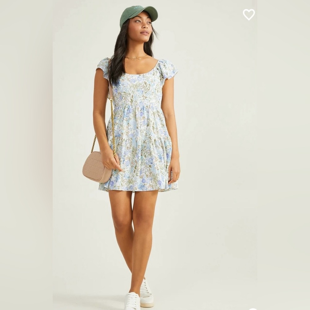 NWT Altar’d State Dominque Floral Dress Ivory Periwinkle Medium